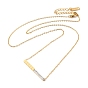Ion Plating(IP) 304 Stainless Steel Rectangle Bar Pendant Necklaces, with Crystal Rhinestone