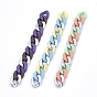 Three Tone Handmade Curb Chains, Cuban Link Chains, with Opaque Spray Painted Acrylic Linking Rings and CCB Plastic Linking Rings, for Jewelry Making