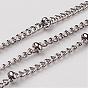 304 Stainless Steel Twisted Chains Curb Chains, Satellite Chains, Decorative Chains, Soldered, with Rondelle Beads