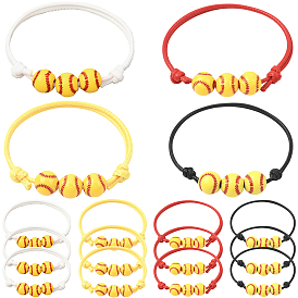 20шт. 4 цвета спортивные акриловые браслеты из бусин для мужчин и женщин, бейсбол, воском шнура