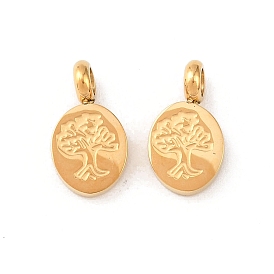 304 прелести нержавеющей стали, овал с подвеской в виде дерева, ионное покрытие (ip)