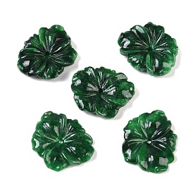 Dyed Natural Myanmar Jade Pendants, Carved Leaf Charms