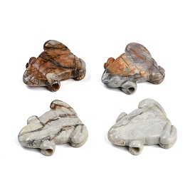 Natural Picasso Jasper Carved Beads, Horizontal Hole, Frog