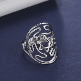 Titanium Steel Adjustable Rings, Star of David