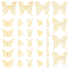 7 Style Brass Pendants, Etched Metal Embellishments, Butterfly & Wings
