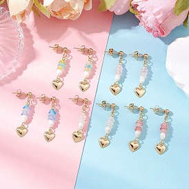 5пара 304 висячие серьги-гвоздики из нержавеющей стали, с цветочной акриловой бусиной и натуральным культивированным пресноводным жемчугом и 304 подвесками из нержавеющей стали