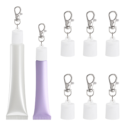 8шт. силиконовые брелоки в форме блеска для губ, Сплав с застежками, платина