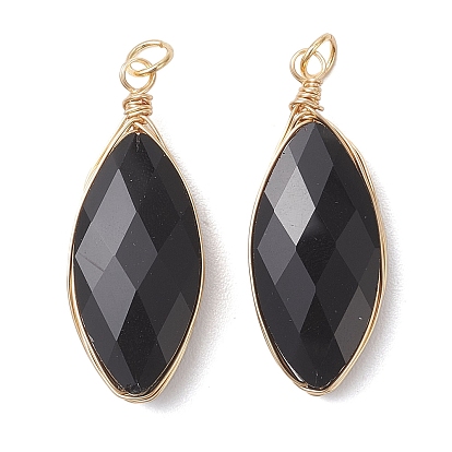 Стеклянные подвески, очарование лошадиного глаза, с медной проволокой и 304 соединительным кольцом из нержавеющей стали, граненые