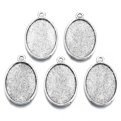 Tibetan Style Alloy Pendant Cabochon Settings, Cadmium Free & Lead Free, Oval