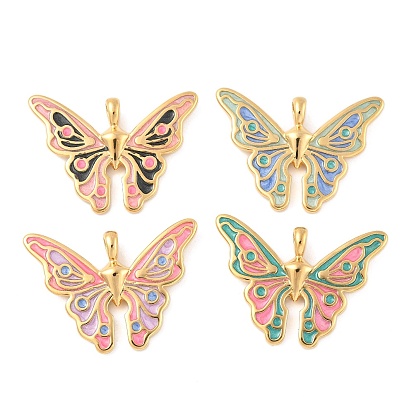 304 подвески из нержавеющей стали, с эмалью, очарование бабочки, реальный 18 k позолоченный
