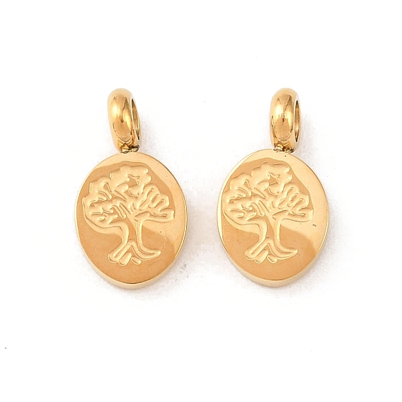 304 прелести нержавеющей стали, овал с подвеской в виде дерева, ионное покрытие (ip)