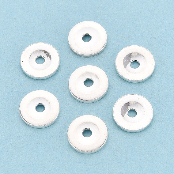 925 стерлингов серебряные шарики Spacer, плоско-круглые