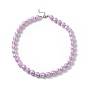Macaron Color Faceted Acrylic Round Beaded Necklaces, for Women, with 304 Stainless Steel Lobster Claw Clasps & Ends Chains