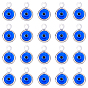 Handmade Evil Eye Lampwork Charms, with Brass Findings, Flat Round