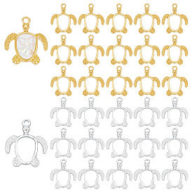 60 шт. 2 цвета сплава открытая задняя часть подвески безель, для diy уф смолы, эпоксидная смола, Прессованные цветочные украшения, черепаха