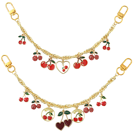 2 шт. 2 стили сплав эмаль красная вишня подвеска латунная сумка декоративные цепочки, с застежками из сплава, аксессуары для замены сумок