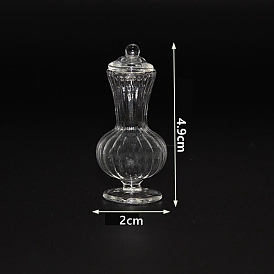 Grooved Mini Glass Pot, Canister, for Dollhouse Accessories Pretending Prop Decorations, Bottle Shape