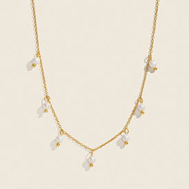 Элегантные круглые белые подвески-колье с имитацией жемчуга, 304 Модные украшения из нержавеющей стали