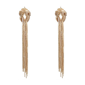 Fashion Retro Geometric Alloy Long Tassel Earrings for Women European and American Style Jewelry
