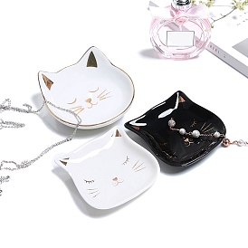 Porcelain Jewelry Dish, Cat Shape Jewelry Plate, Storage Tray for Rings, Necklaces, Earring