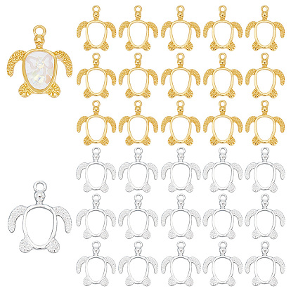 60 шт. 2 цвета сплава открытая задняя часть подвески безель, для diy уф смолы, эпоксидная смола, Прессованные цветочные украшения, черепаха