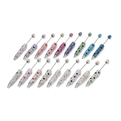 Полимерная глина стразы шариковая ручка, бисерная ручка, с железной фурнитурой, для индивидуальной ручки с ювелирными бусинами, сердце