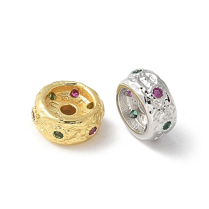 Латунные микро проложить кубического циркония бусы, рондель, без кадмия и без свинца, стойки покрытие, долговечный