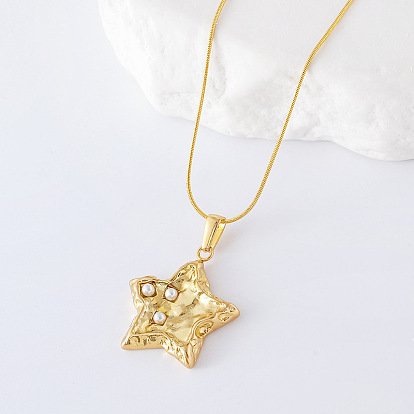 3 шт. ожерелья из нержавеющей стали с имитацией жемчуга в форме звезды для женщин, белые