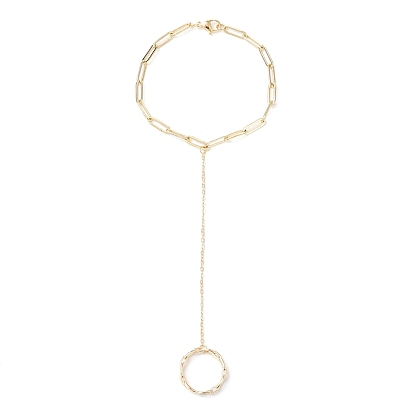 Латунные цепочки-скрепки, браслеты с кольцами для пальцев, латунный кабель цепочка браслеты манжеты кольца для женщин