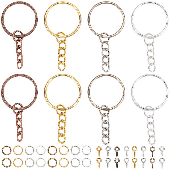 Железные разъемные кольца для ключей и скобы для крепления штифтов с винтовыми ушками, брелок для ключей, с железными открытыми кольцами
