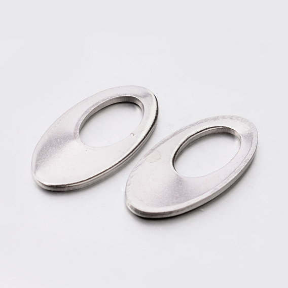 Оригинальный цвет 304 из нержавеющей стали плоские овальные подвески, 18.5x9.5x1 мм, отверстие : 9x5 мм
