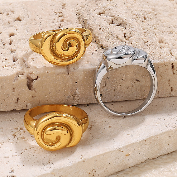 304 anillos de dedo de acero inoxidable para mujer, espiral