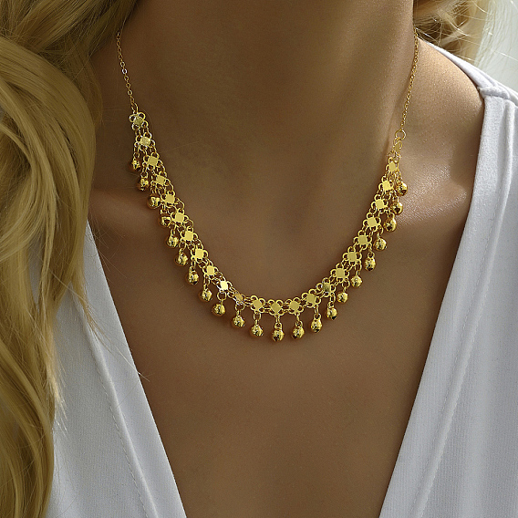 Модные винтажные латунные металлические цепочки-клеверы с колокольчиками и кисточками для женщин