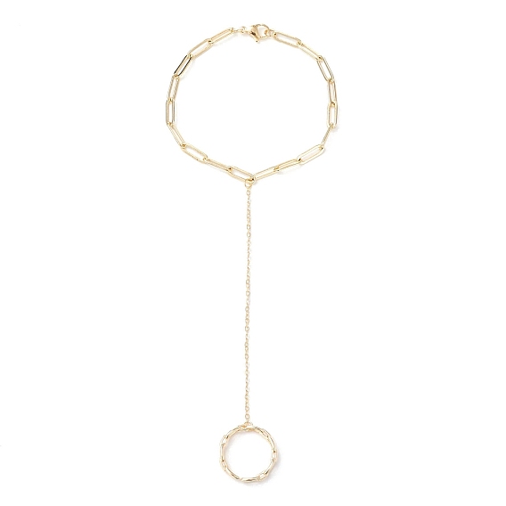 Латунные цепочки-скрепки, браслеты с кольцами для пальцев, латунный кабель цепочка браслеты манжеты кольца для женщин