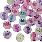 Transparent Acrylic Beads, Flat Round with Letter