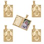 5Pcs Rack Plating Brass Micro Pave Clear Cubic Zirconia Locket Pendants, Cadmium Free & Lead Free, Religion, Rectangle with Virgin Mary