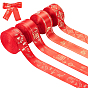 40 Yards 4 Style Polyester Ribbon, Flat with Mix-shaped Pattern, for Party, Gift Decoration, Chinese Lunar New Year Theme