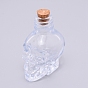 Glasflasche, mit Korkstopfen, Schädel