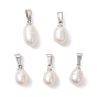 Натуральные культивированные пресноводные жемчужные рисовые подвески, с 201 защелкой из нержавеющей стали на поручнях, белые