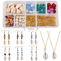 DIY Jewelry Set Making, with Natural Spiral Shell Pendants, Gemstone Beads, Wood Beads, Glass Beads, Brass Cable Chains and Iron Jump Rings