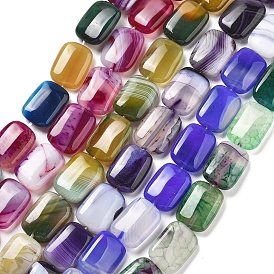 Натуральные полосатые агатовые бусы, окрашенная и подогревом, прямоугольные