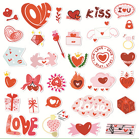 50Pcs Valentine's Day Heart PVC Adhesive Waterproof Stickers Self-Adhesive Stickers, for DIY Photo Album Diary Scrapbook Decoration