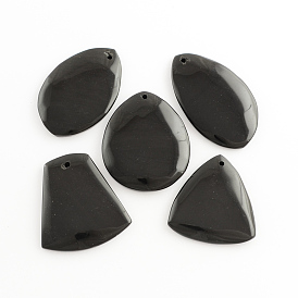 Colgantes naturales de obsidiana, teñido, 43~58x35~42x5~7 mm, agujero: 2.5 mm