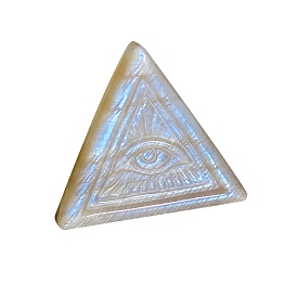 Natural Blue Moonstone Carved Triangle with Eye Figurines Statues for Home Desktop Decoration