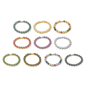 Rack Plating Brass Pave Cubic Zirconia Flower Link Chain Bracelets for Women, Lead Free & Cadmium Free