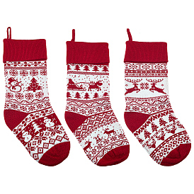 3шт. 3 стили шерстяных вязаных подвесных рождественских носков, декоративные аксессуары для рождественской елки