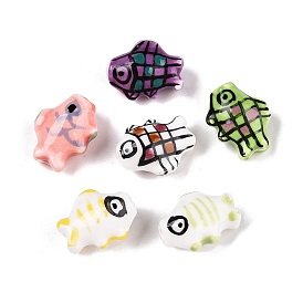 Handmade Porcelain Beads, Famille Rose Porcelain, Fish