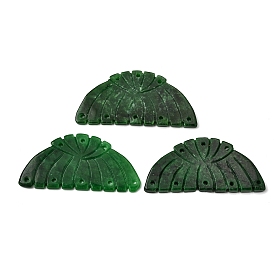 Натуральные окрашенные многожильные звенья из бирманского нефрита, резная форма веера