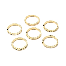 Cubic Zirconia Adjustable Rings, Rack Plating Brass Jewelry for Women, Real 18K Gold Plated, Cadmium Free & Lead Free