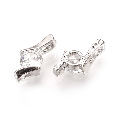 Brass Cubic Zirconia Charms, Nickel Free